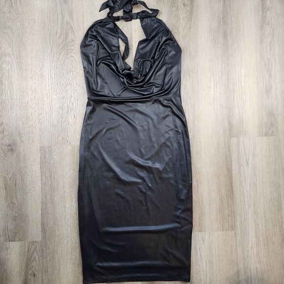 NBD Halter Open Back Cowl Neck Midi Dress size M - Picture 2 of 8
